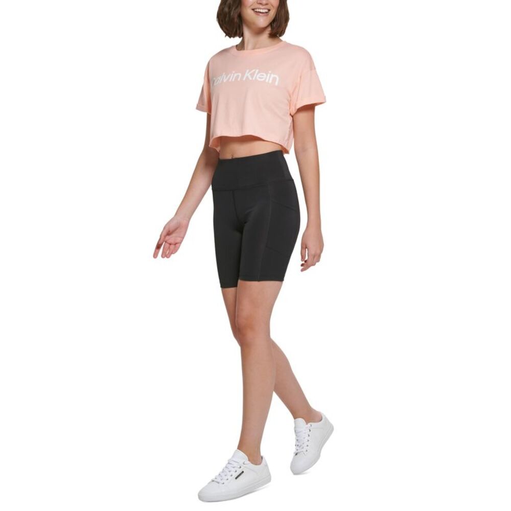 Calvin Klein Performance Womens Logo Cropped T-Shirt